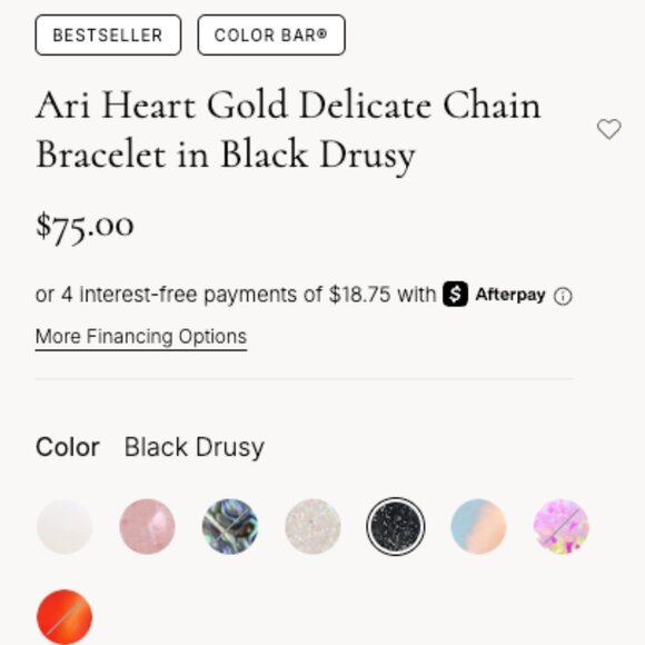 NWT - Kendra Scott Ari Heart Gold Delicate Chain Bracelet in Black Drusy 7" - Picture 10 of 10